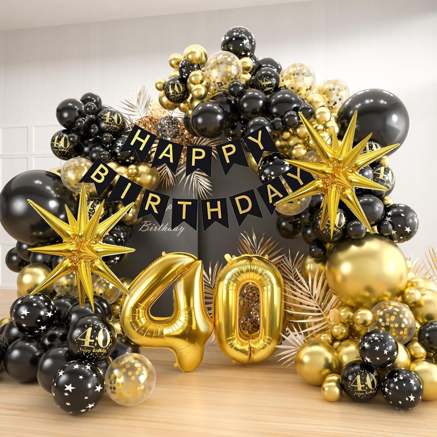 Party Banner Gold - Kit de Arco de Globos Negros
