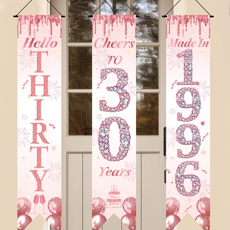 Party Banner Gold - Set de 3 Pancartas Decorativas 2D
