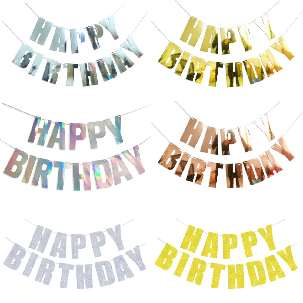 Banner de feliz cumpleaños, ba - Party Banner Gold reseña y precio