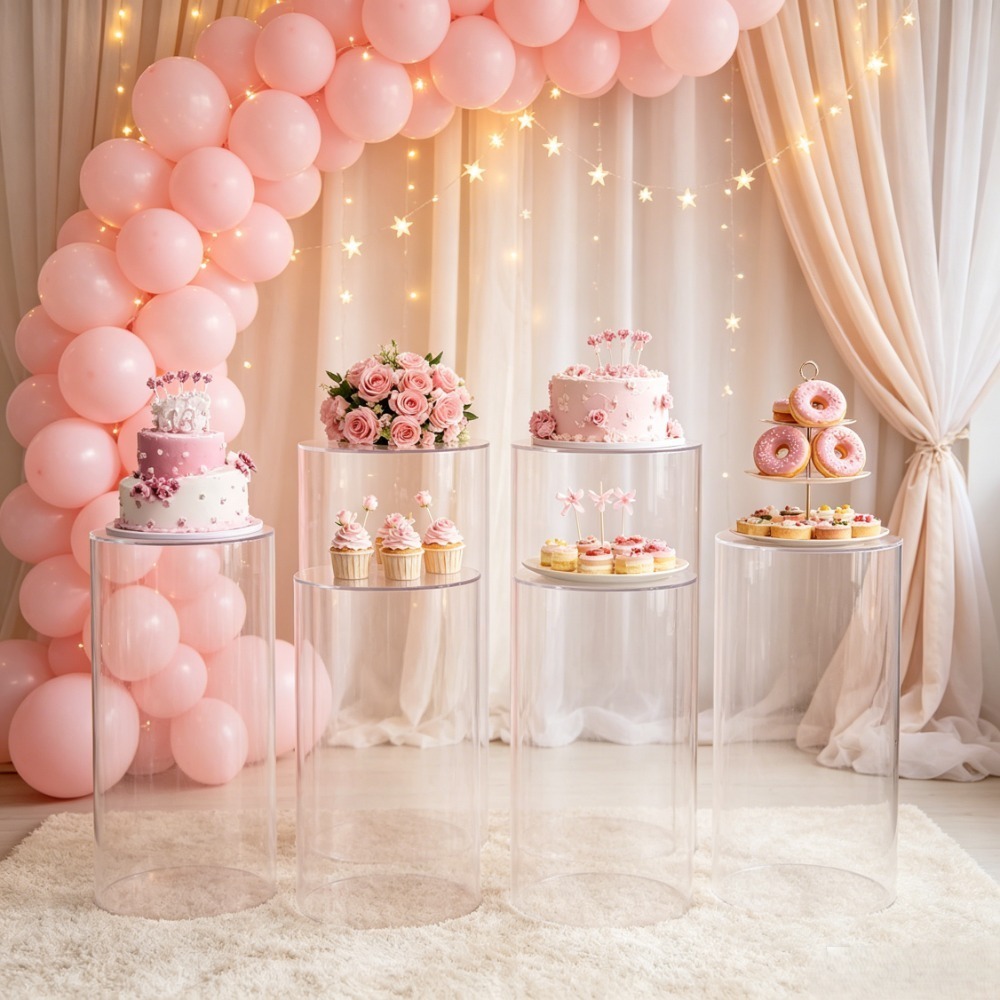 Soportes cilíndricos blancos d - Dessert Table Backdrop reseña y precio